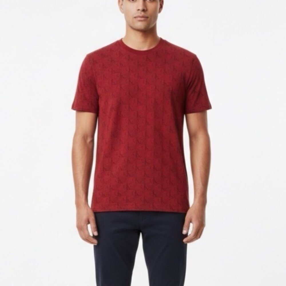 Calvin Klein Men’s Red Cotton Logo Print T-Shirt Size M - New